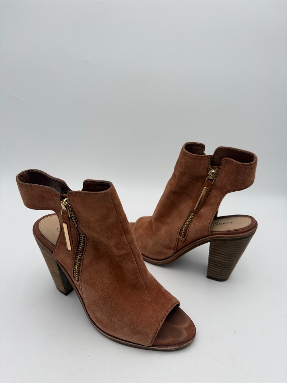 Gianni Bini Brown Suede Open-Toe Block Heel Sandals women 7M casual festival Y2K